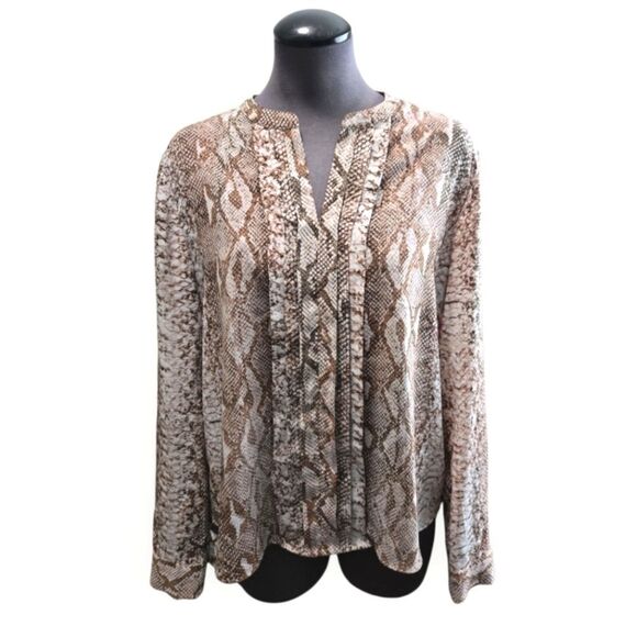 EC CALVIN KLEIN SNAKE PRINT BLOUSE SZ.M - Picture 1 of 4